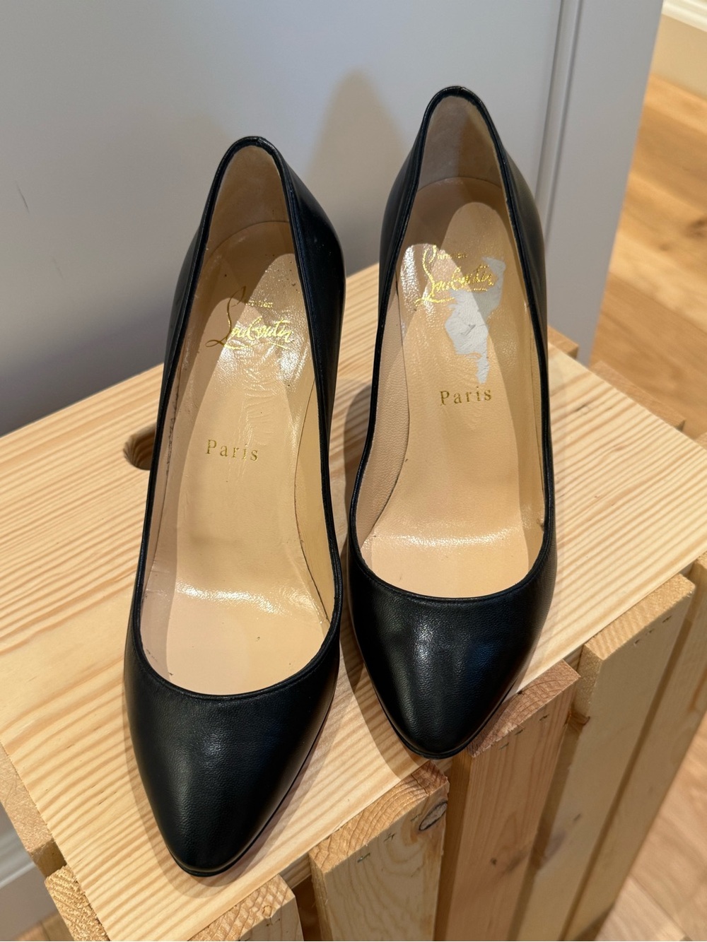 Valentino Black Leather Pointed-Toe Pumps
